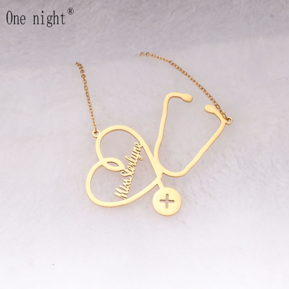 Stethoscope - Collar con Nombre Personalizado, Cadena de