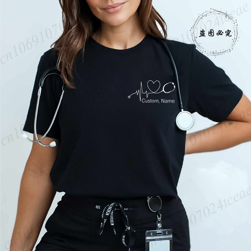 Stethoscope - Camiseta de enfermera con nombre personalizado,