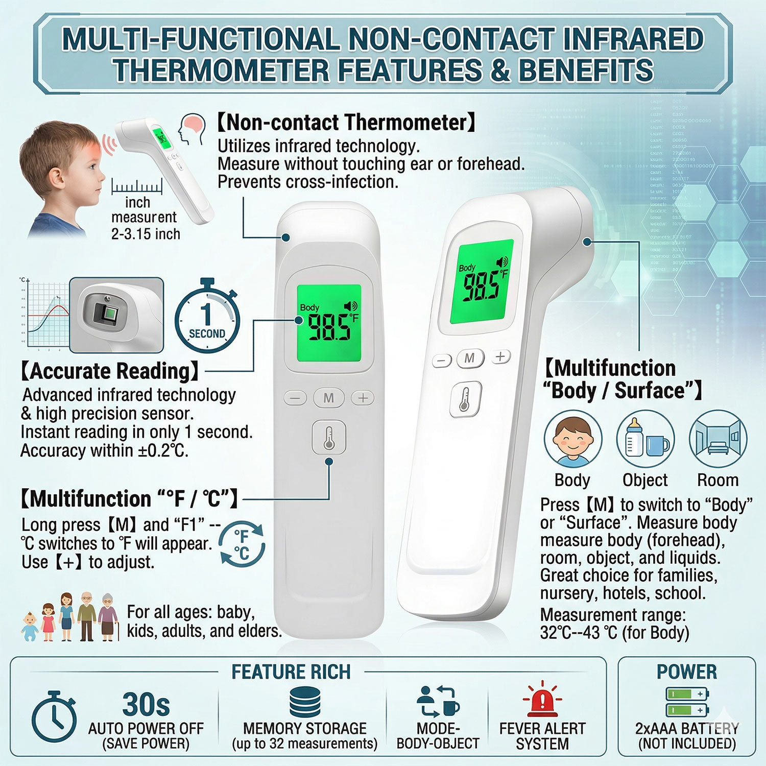 Termómetro sin contacto para m - Pulse Oximeter reseña y precio